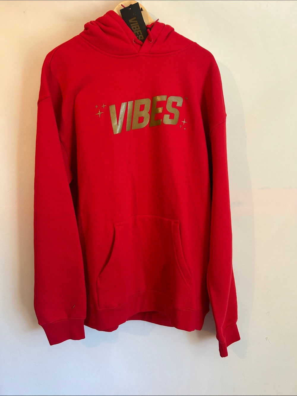 Vibe Red Hoodie Sweatshirt with Gold VIBES Logo